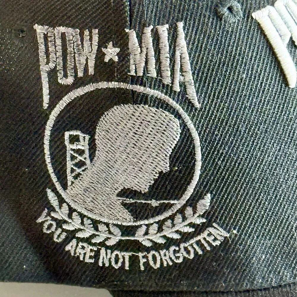 US Warriors POW-MIA You Are Not Forgotten Embroidered Shadow Black Cap NEW w/Tag